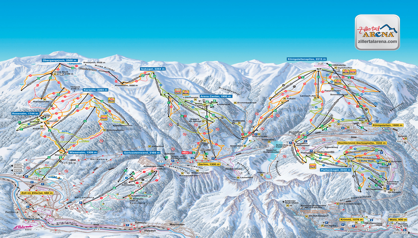 Pistekaart Zillertal Arena