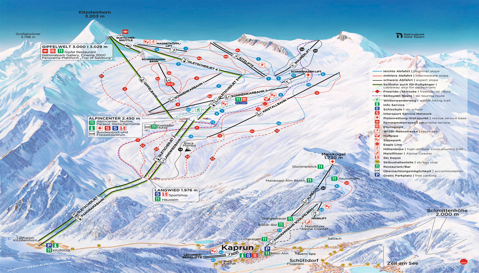 Pistekaart Kitzsteinhorn Kaprun
