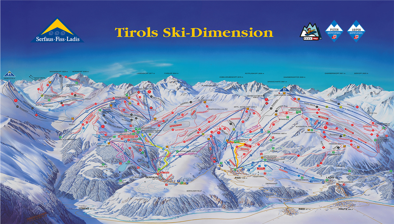 Pistekaart Serfaus - Fiss - Ladis