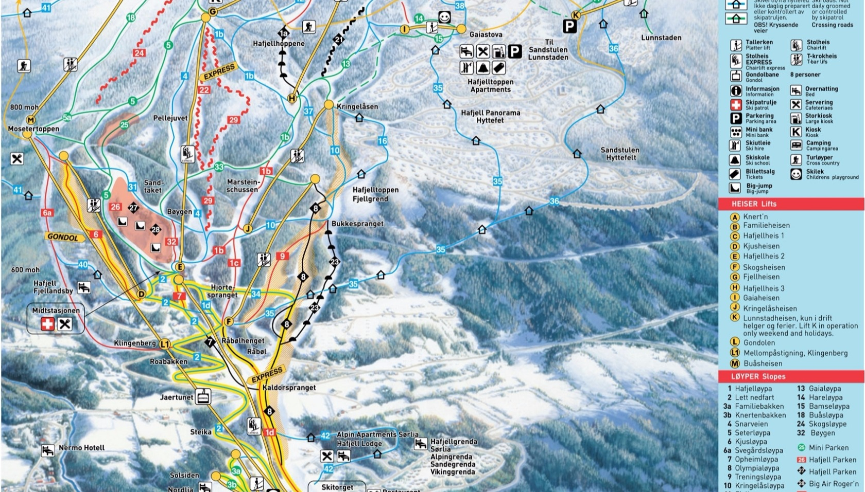 Pistekaart Hafjell