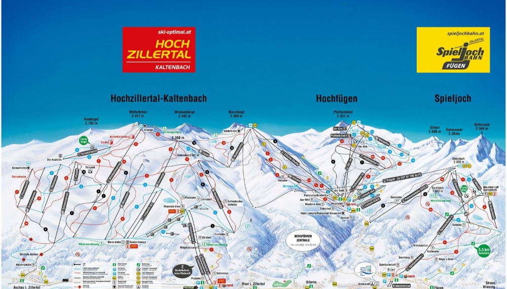 Pistekaart Hochzillertal-Hochfügen